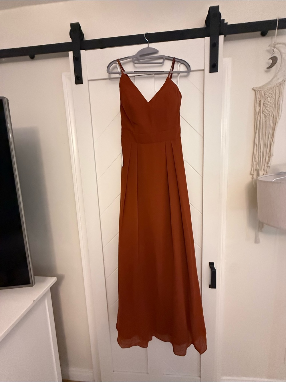 Louis Vuitton Rust/Burnt Orange Spaghetti-Strap Maxi Dress